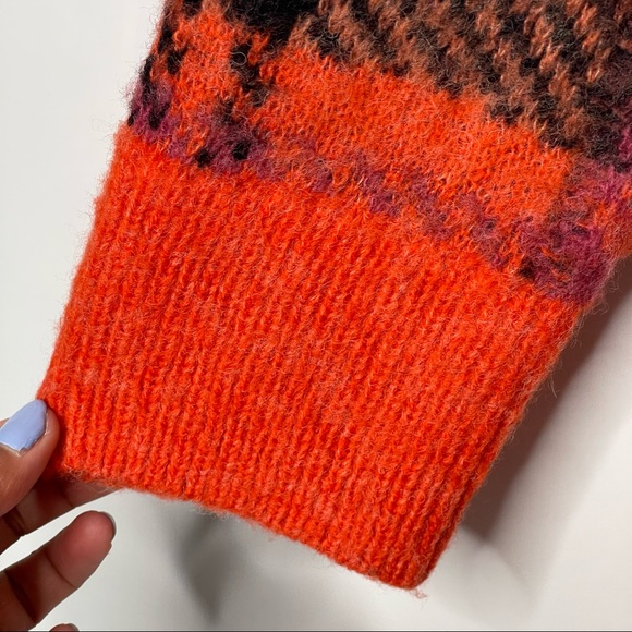 Lucky Brand Wool Blend Open Front Brushed Plaid Oversized Knit Cardigan Sz M - Picture 6 of 14